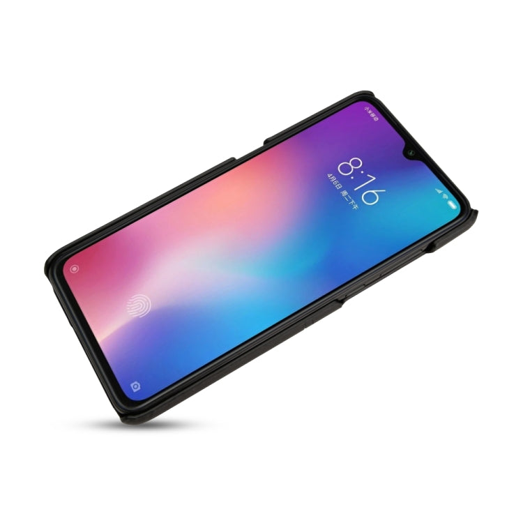 For Xiaomi Mi 9 Calf Texture PU + PC Protective Case with Card Slots(Black)
