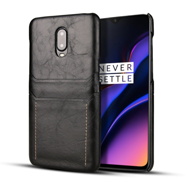 For OnePlus 6T Calf Texture PU + PC Protective Case with Card Slots