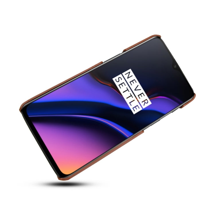 For OnePlus 6T Calf Texture PU + PC Protective Case with Card Slots