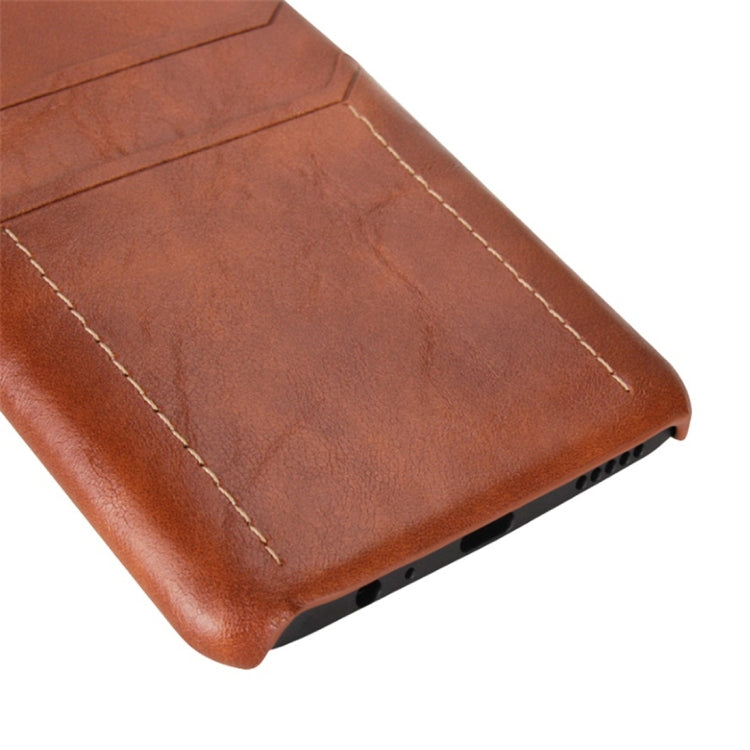 For OnePlus 6T Calf Texture PU + PC Protective Case with Card Slots