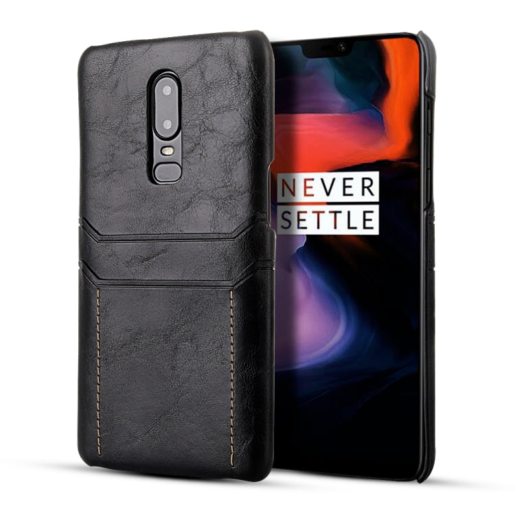 For OnePlus 6 Calf Texture PU + PC Protective Case with Card Slots