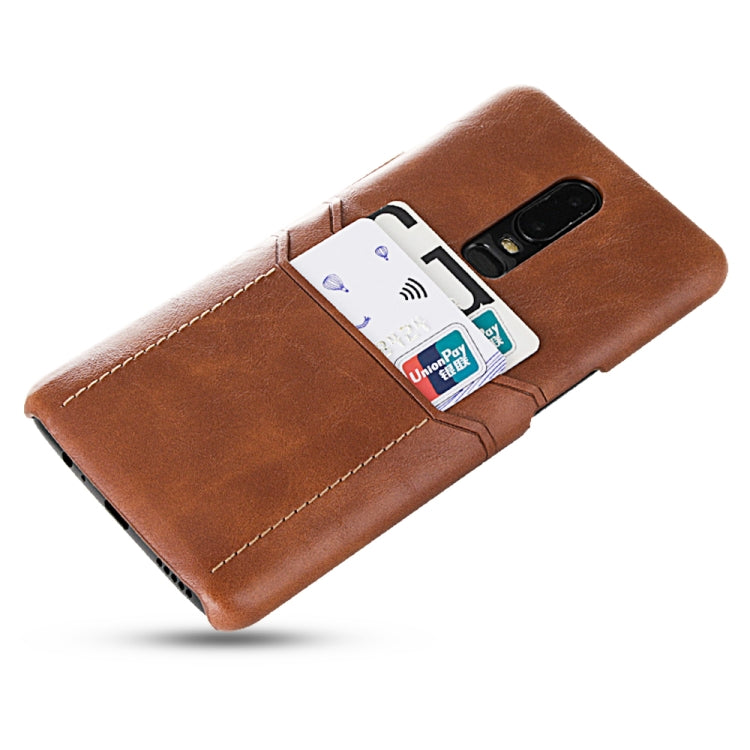 For OnePlus 6 Calf Texture PU + PC Protective Case with Card Slots