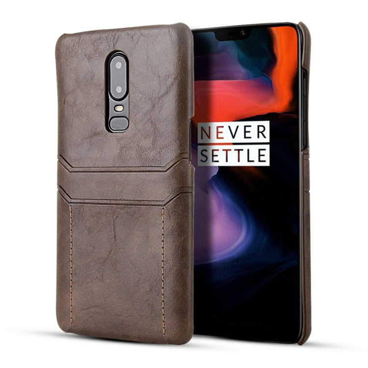For OnePlus 6 Calf Texture PU + PC Protective Case with Card Slots