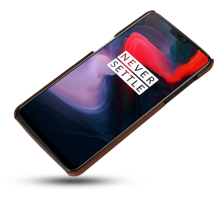 For OnePlus 6 Calf Texture PU + PC Protective Case with Card Slots