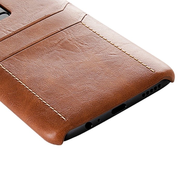 For OnePlus 6 Calf Texture PU + PC Protective Case with Card Slots
