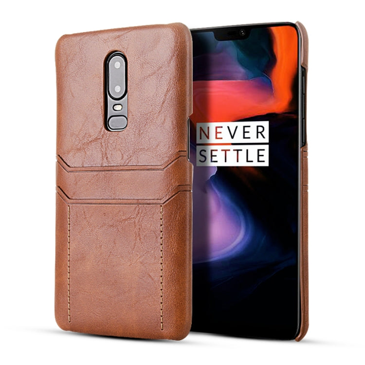 For OnePlus 6 Calf Texture PU + PC Protective Case with Card Slots