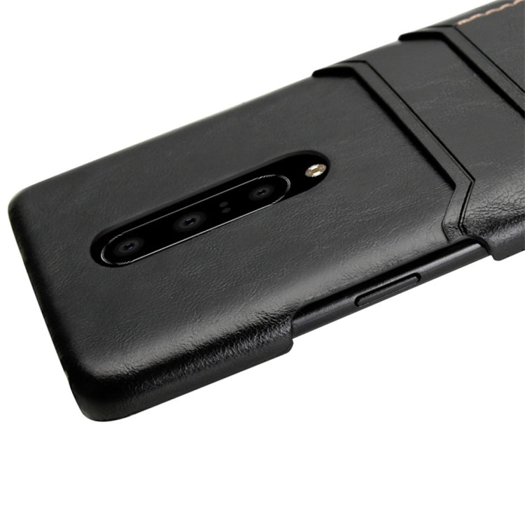 For OnePlus 7 Calf Texture PU + PC Protective Case with Card Slots(Black)