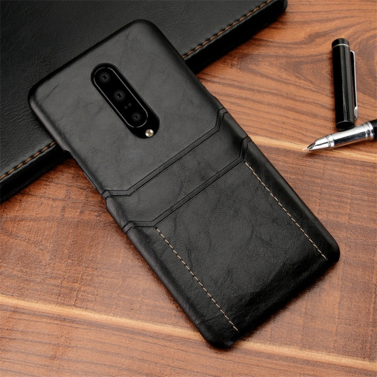 For OnePlus 7 Pro Calf Texture PU + PC Protective Case with Card Slots(Black)