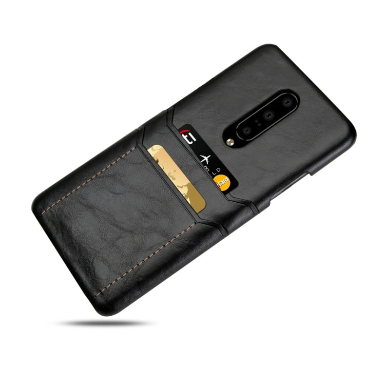 For OnePlus 7 Pro Calf Texture PU + PC Protective Case with Card Slots(Black)