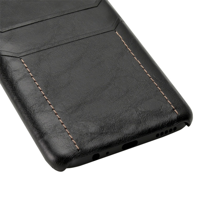 For OnePlus 7 Pro Calf Texture PU + PC Protective Case with Card Slots(Black)