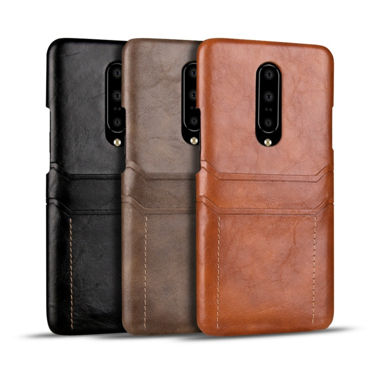 For OnePlus 7 Pro Calf Texture PU + PC Protective Case with Card Slots(Black)