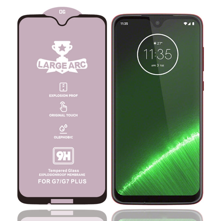 For Motorola Moto G7 Plus 9H HD Large Arc High Alumina Full Screen Tempered Glass Film