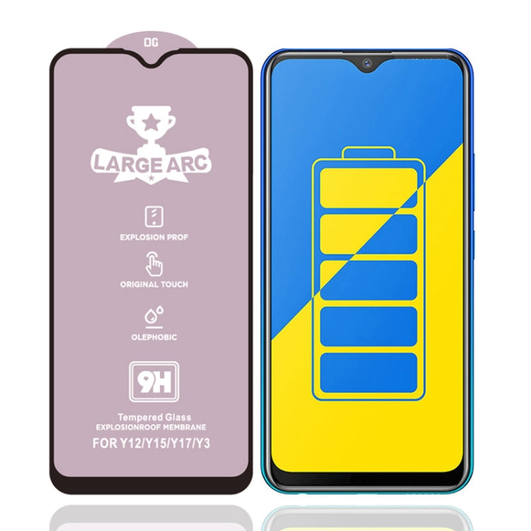 For Vivo Y15 25 PCS 9H HD Large Arc High Alumina Full Screen Tempered Glass Film