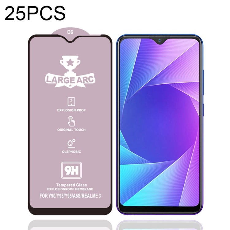 For Vivo Y95 25 PCS 9H HD Large Arc High Alumina Full Screen Tempered Glass Film