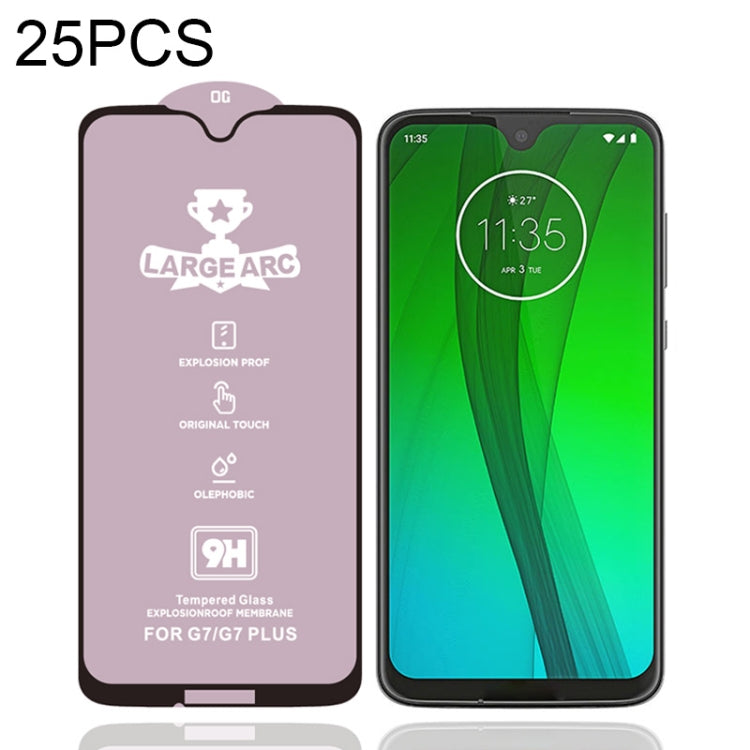 For Motorola Moto G7 25 PCS 9H HD Large Arc High Alumina Full Screen Tempered Glass Film