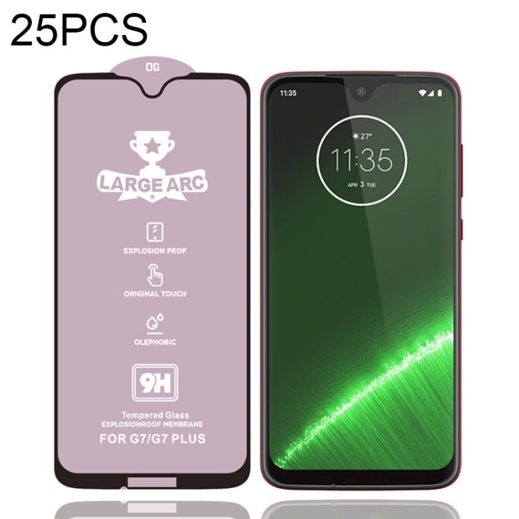 For Motorola Moto G7 Plus 25 PCS 9H HD Large Arc High Alumina Full Screen Tempered Glass Film