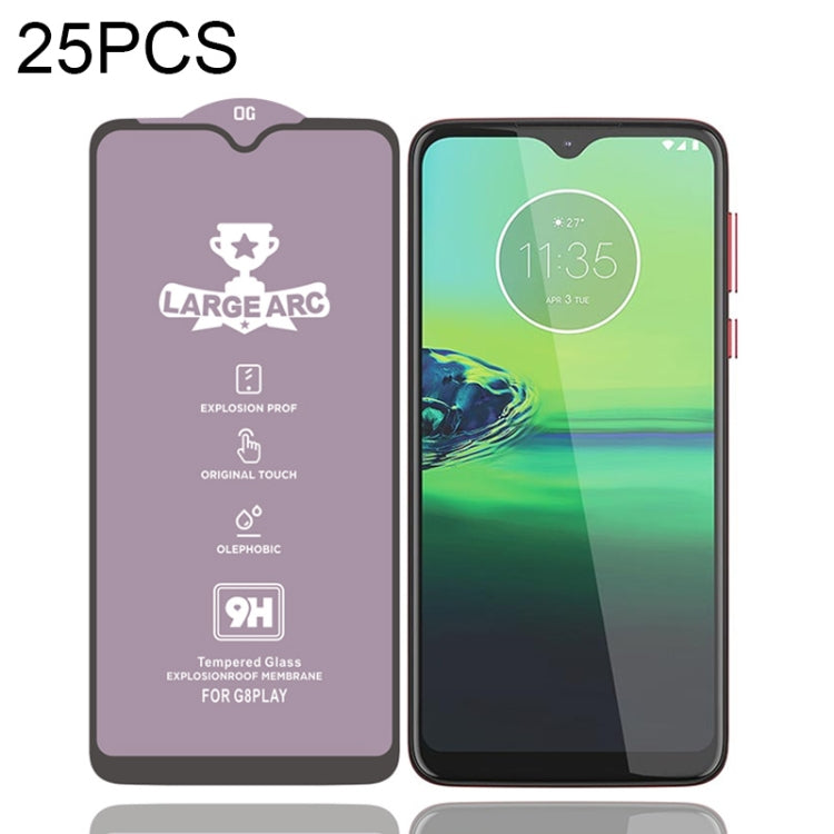 For Motorola Moto G8 Play 25 PCS 9H HD Large Arc High Alumina Full Screen Tempered Glass Film