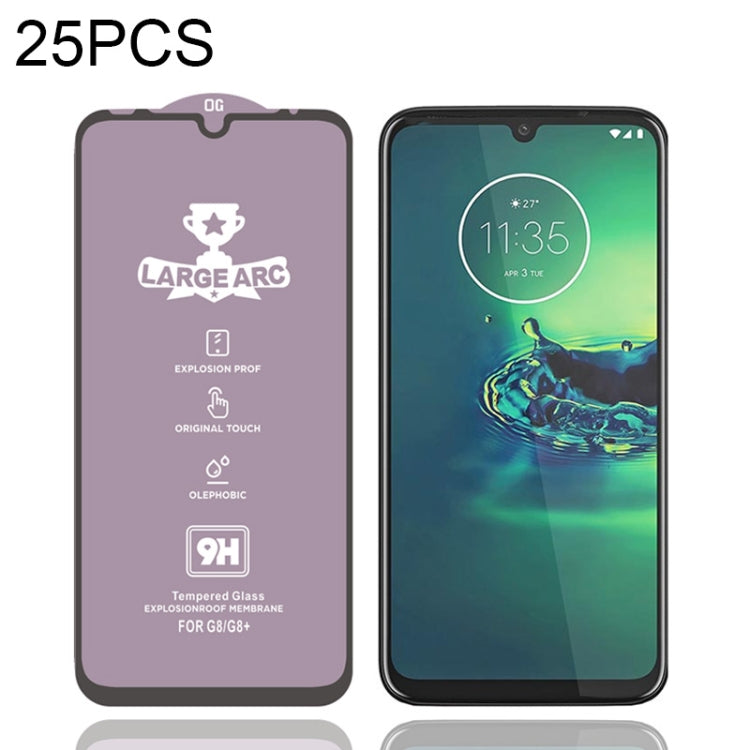 For Motorola Moto G8 Plus 25 PCS 9H HD Large Arc High Alumina Full Screen Tempered Glass Film