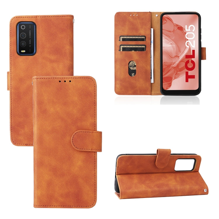 For TCL 205 Skin Feel Magnetic Buckle Leather Phone Case