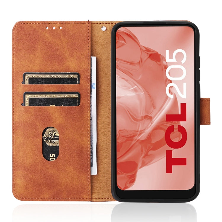 For TCL 205 Skin Feel Magnetic Buckle Leather Phone Case