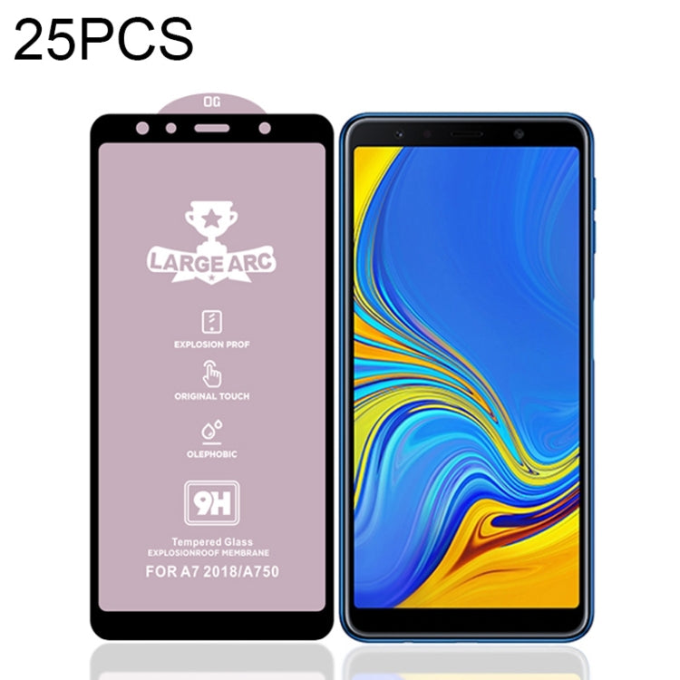 25 PCS 9H HD Large Arc High Alumina Full Screen Tempered Glass Film for Galaxy A7 (2018)