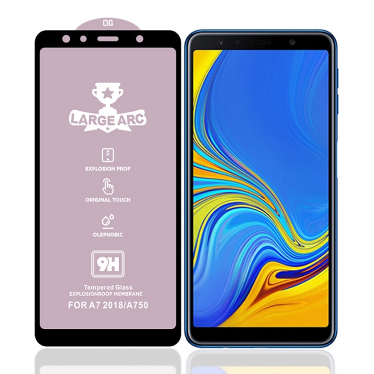 25 PCS 9H HD Large Arc High Alumina Full Screen Tempered Glass Film for Galaxy A7 (2018)