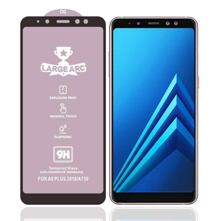 25 PCS 9H HD Large Arc High Alumina Full Screen Tempered Glass Film for Galaxy A8+ (2018)