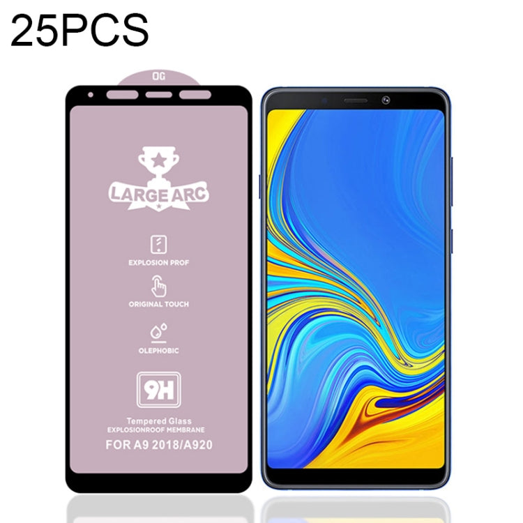 25 PCS 9H HD Large Arc High Alumina Full Screen Tempered Glass Film for Galaxy A9 (2018)