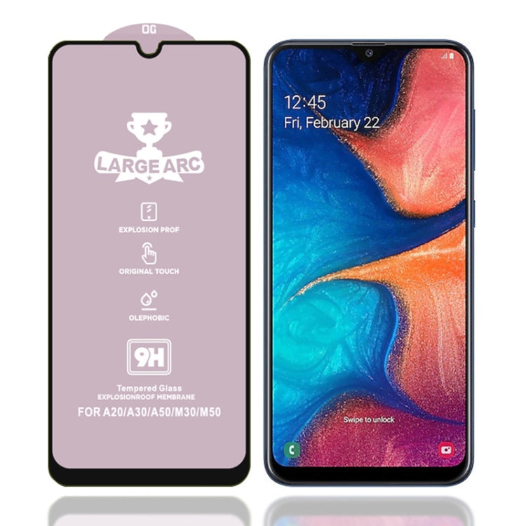 25 PCS 9H HD Large Arc High Alumina Full Screen Tempered Glass Film for Galaxy A30