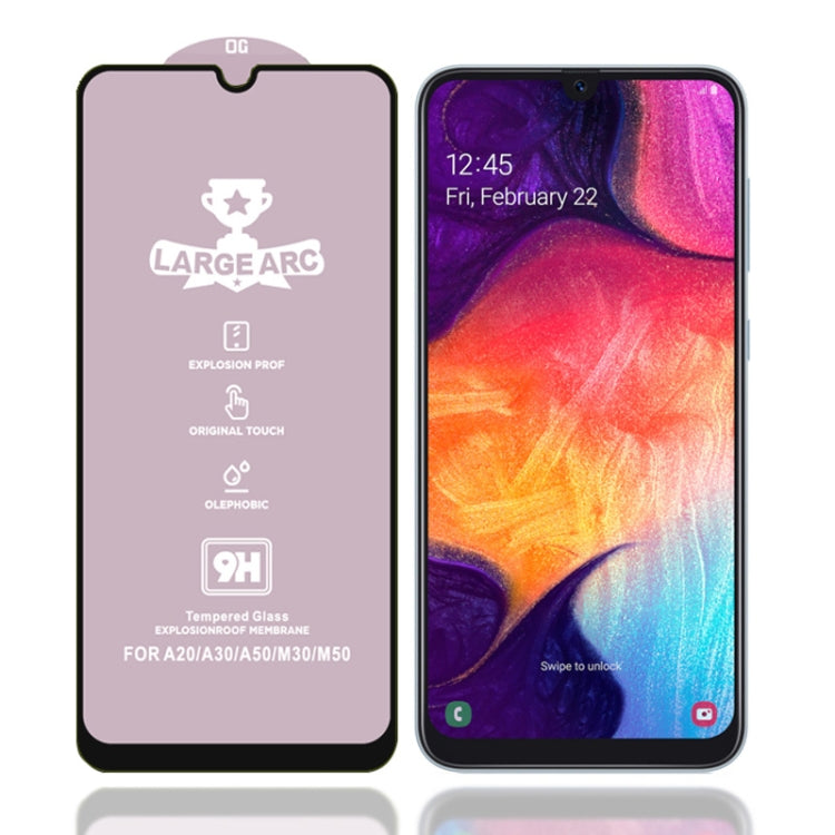 25 PCS 9H HD Large Arc High Alumina Full Screen Tempered Glass Film for Galaxy A50