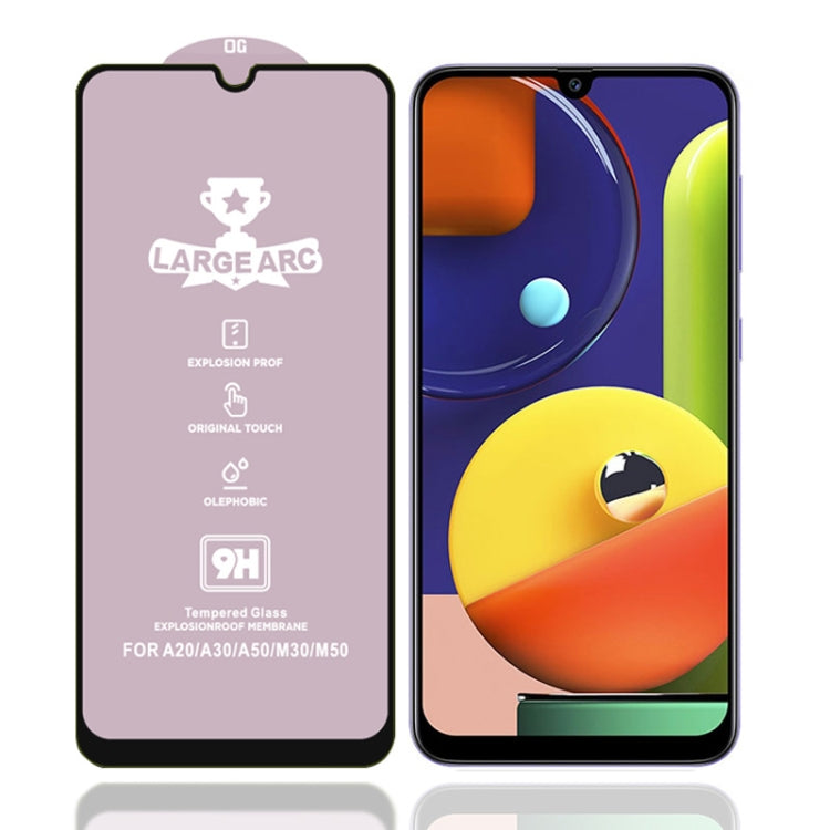 25 PCS 9H HD Large Arc High Alumina Full Screen Tempered Glass Film for Galaxy A50s