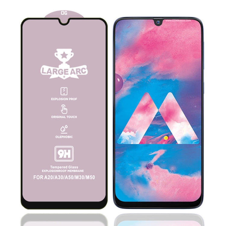 25 PCS 9H HD Large Arc High Alumina Full Screen Tempered Glass Film for Galaxy M30