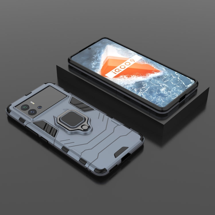 For vivo iQOO 9 5G Shockproof PC + TPU Protective Phone Case with Magnetic Ring Holder