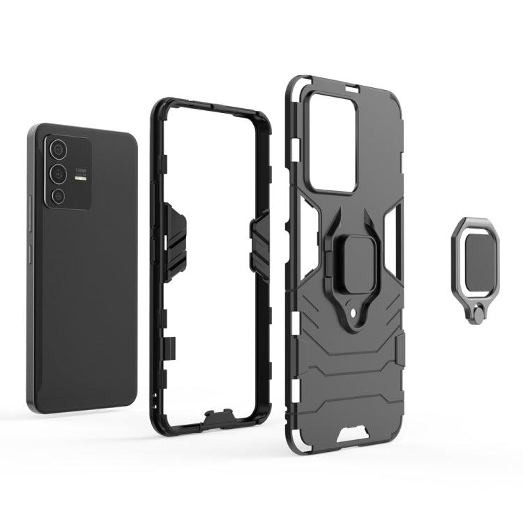 For vivo S12 Shockproof PC + TPU Protective Phone Case with Magnetic Ring Holder