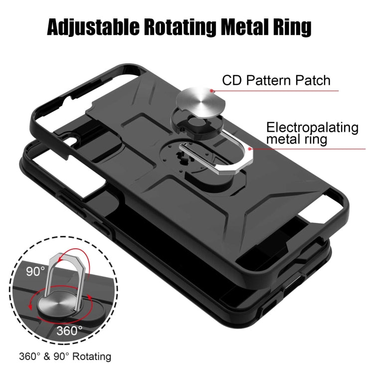For Samsung Galaxy S22+ 5G War-god Armor Ring Holder TPU + PC Phone Case