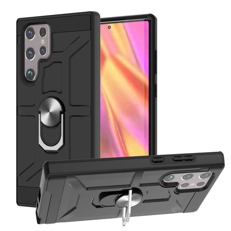 For Samsung Galaxy S22 Ultra 5G War-god Armor Ring Holder TPU + PC Phone Case