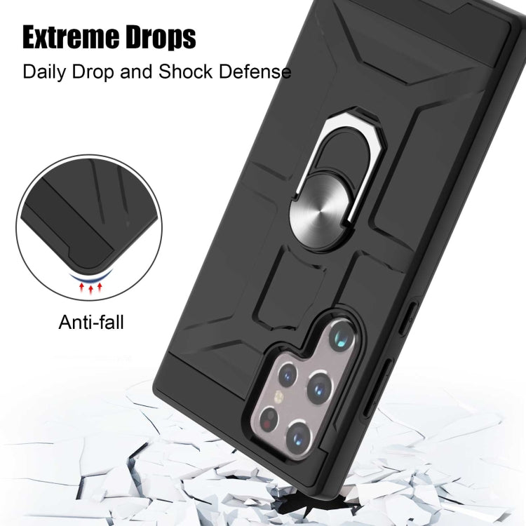 For Samsung Galaxy S22 Ultra 5G War-god Armor Ring Holder TPU + PC Phone Case