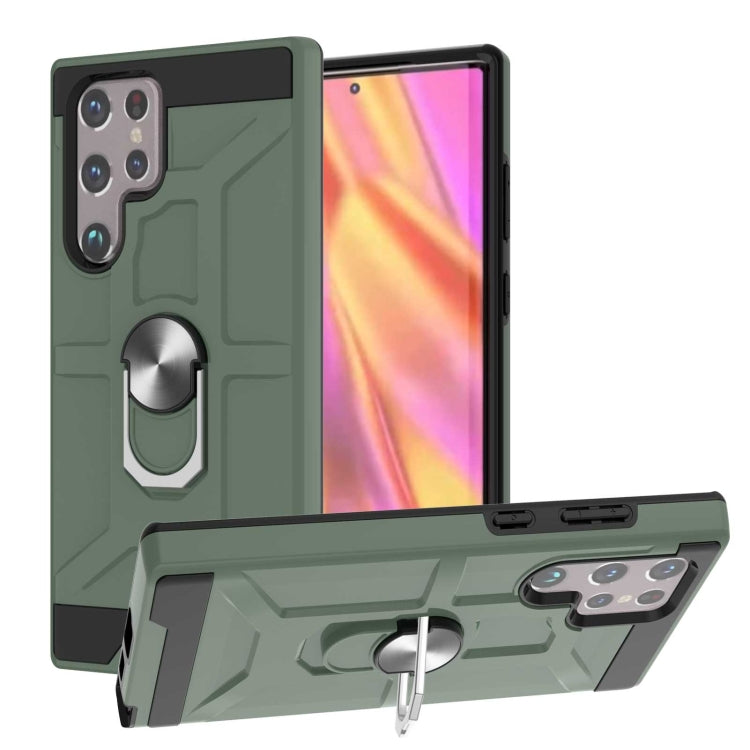 For Samsung Galaxy S22 Ultra 5G War-god Armor Ring Holder TPU + PC Phone Case