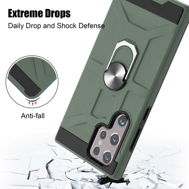 For Samsung Galaxy S22 Ultra 5G War-god Armor Ring Holder TPU + PC Phone Case