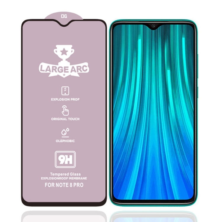 For Xiaomi Redmi Note 8 Pro 9H HD Large Arc High Alumina Full Screen Tempered Glass Film
