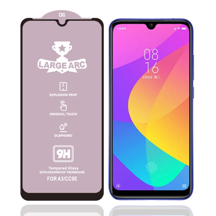 For Xiaomi Mi CC9e 9H HD Large Arc High Alumina Full Screen Tempered Glass Film