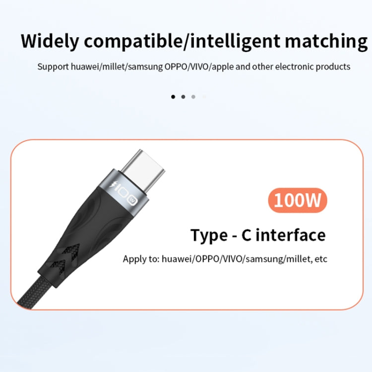 ADC-008 2 in 1 100W USB + USB-C / Type-C to USB-C / Type-C Flash Charge Data Cable, Cable Length:1m(Black Grey)