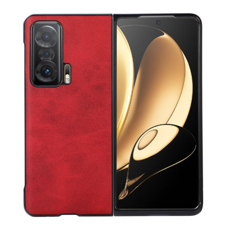 For Honor Magic V Two-color Cowhide Texture Phone Case
