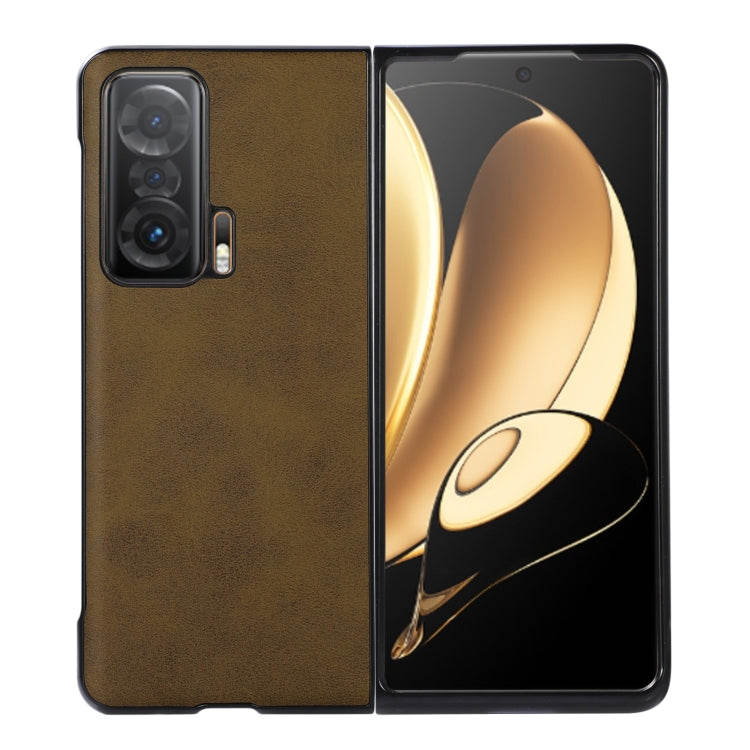 For Honor Magic V Two-color Cowhide Texture Phone Case