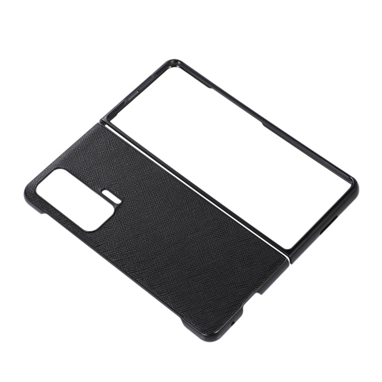 For Honor Magic V Cross Texture Genuine Leather Shockproof Phone Case