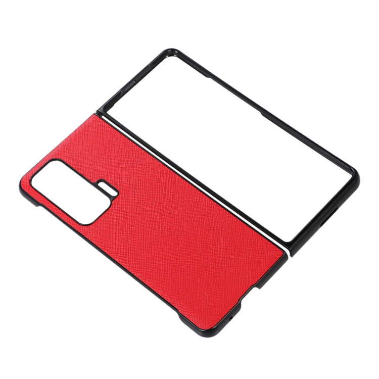 For Honor Magic V Cross Texture Genuine Leather Shockproof Phone Case