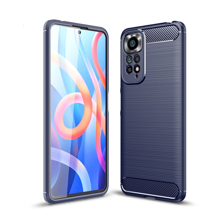 For Xiaomi Redmi Note 11 Overseas Version Brushed Texture Carbon Fiber TPU Phone Case