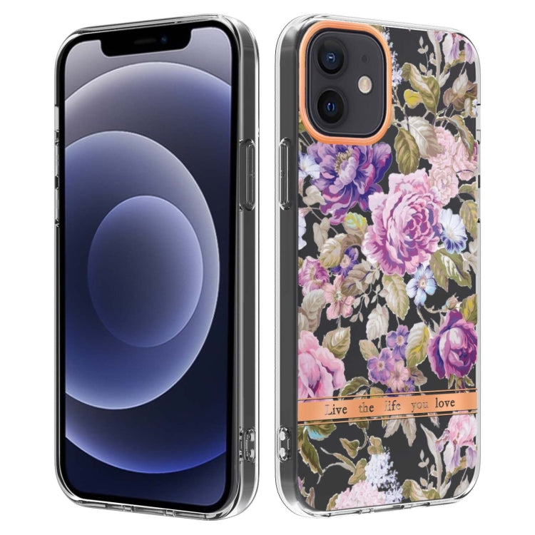 For iPhone 12 / 12 Pro Flowers and Plants Series IMD TPU Phone Case