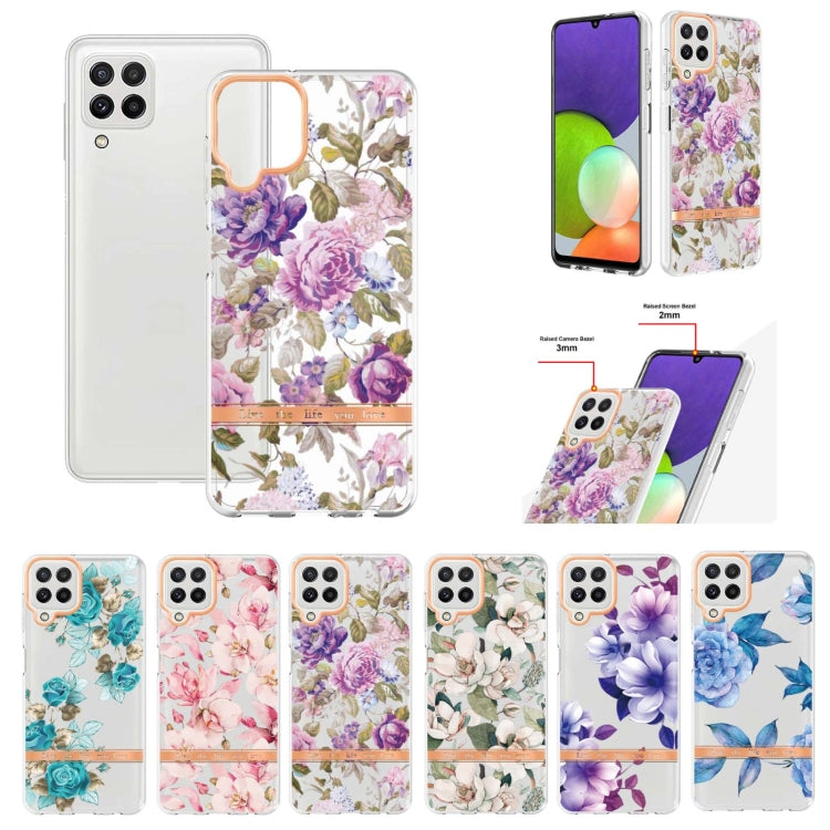 For Samsung Galaxy A22 4G EU Version / M32 International Version Flowers and Plants Series IMD TPU Phone Case