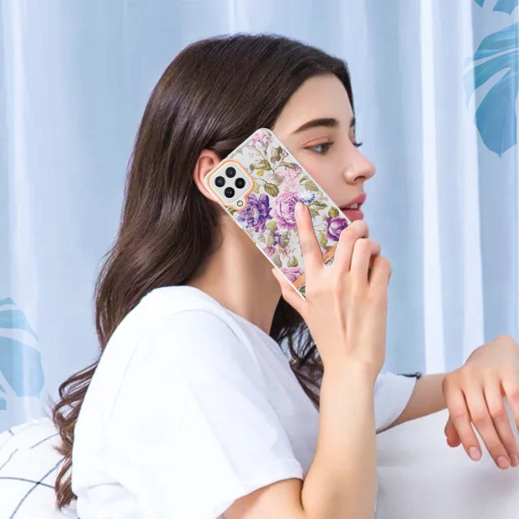 For Samsung Galaxy A22 4G EU Version / M32 International Version Flowers and Plants Series IMD TPU Phone Case